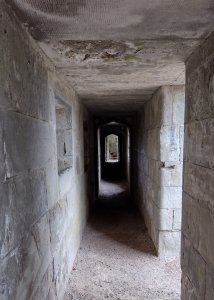 Tunnel along the side of the keep