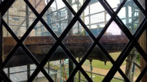 The library window- etched with royal signatures including the late queen 'Elizabeth R'