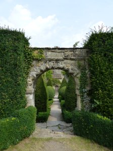 Arches from the abbey re-used as decorative features in the garden