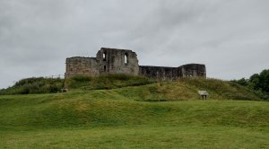 The keep from the bailey- you can still see the extensive earthworks