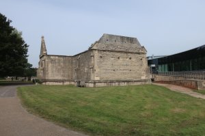 The stone-built tythe barn on the priory site