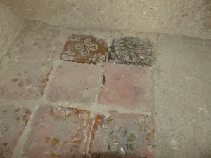 Decorative tiles in the prior's porch