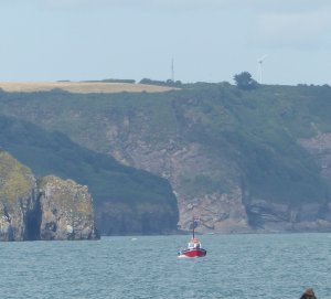 The Caldey ferry approaching the island from Tenby