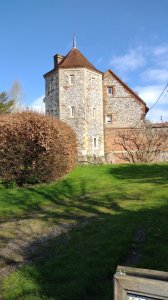 The south west tower, also built into a building