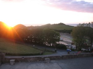 Looking out onto the entrance & bay at sunset