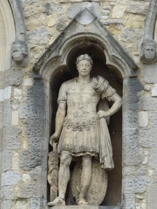 Statue of King George III (dressed as a Roman?)on the back of the Bargate