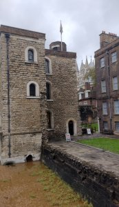 Moat view 2, with Westminster Abbey seen through the middle of the two buildings