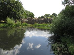 Stonework across the moat