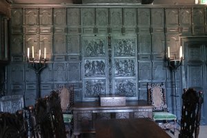 Wood panelling with the hidden altar behind