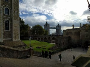 Corner of the White Tower towards Tower Bridge