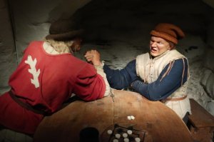 More of the wax work figures- this time depicting medieval servants arm wrestling
