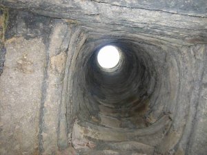 Looking up the chimney of the Great Hall