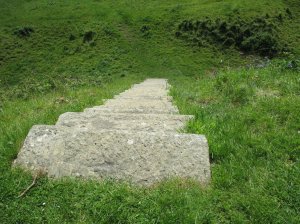 The steep steps down from the keep