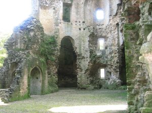 Roofless and ruined interior