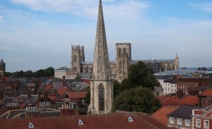 View from the wall walk- York Minster in the background