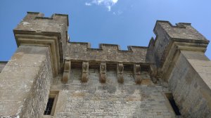 Looking up at the gatehouse