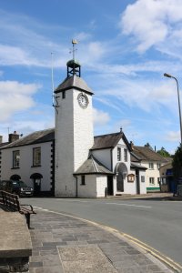The clock tower near the castle entrance