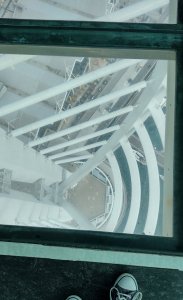 Looking down through the glass floor