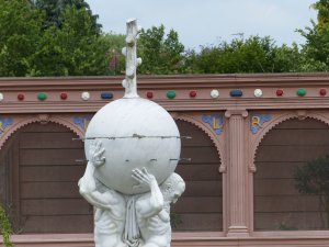 Close up of the garden statue of Atlas
