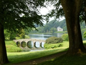 View of the bridge and temple