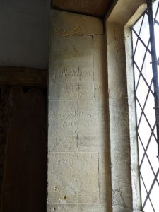 Graffiti etched into the walls