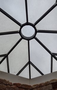 Modern glazing on the roof of the keep tower