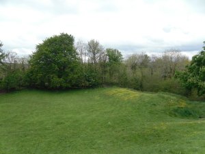The earthworks surrounding the castle