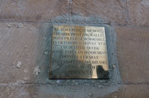Plaque for Edward, the young Lancastrian Prince of Wales who was killed in the Battle of Tewkesbury