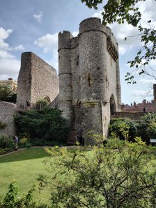 The Barbican, and the remains of the Norman Gatehouse (behind)