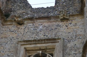 Close-up of the gargoyles on the gatehouse