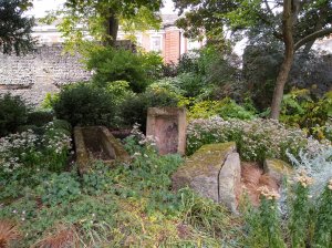 Roman coffins in the gardens