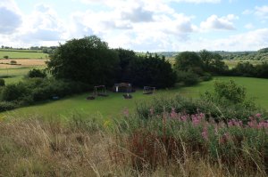 The play park as viewed from the top of the motte