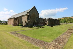 Rear view of the abbey buildings. These were used as a farmhouse so still in good condition today