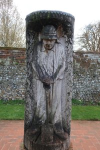 Carving of Greys Court gardener Charles Taylor - nice to see the hard work of a gardener getting appreciation