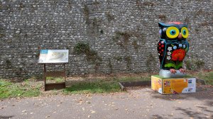 There was an owl trail in Chichester in 2024, this one is by the city walls behind Priory Park