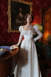 One of the wax work figures in the music room