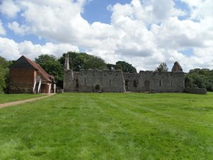 The ruins of the brew & bakehouse, with the museum building to the left