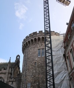 Scaffolding on the Records Tower, work in progress!