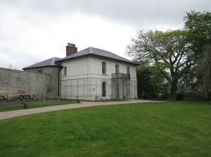 The Georgian house built into the ancient castle walls