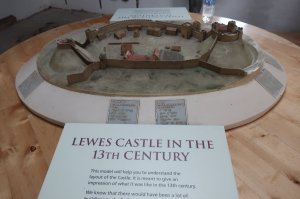 Model of the castle displaying the two mottes