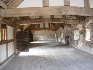 The exposed beams inside the court