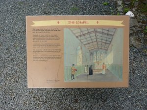 English Heritage board showing the reconstruction of the chapel