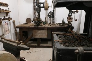 Room set out as the forge, complete with sound effects