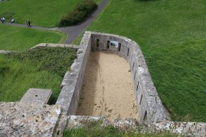The caponier, a defensive structure with a gun placed here, which defended the entrance