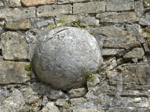 Stone cannon balls set into the walls