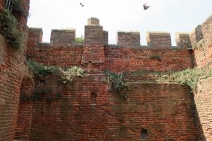Detail of the crenellations of the west tower