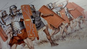 Drawing of typical Roman soldiers at the site