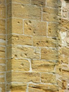 Musket damage from the Civil War