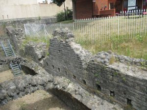 The remains of the castle cellars- they can only be viewed from above
