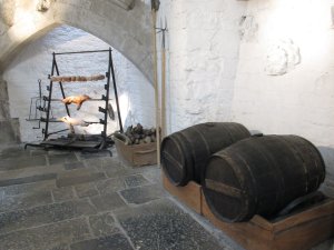 One of the four kitchen fireplaces